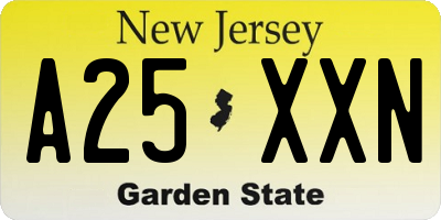 NJ license plate A25XXN