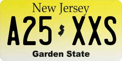 NJ license plate A25XXS