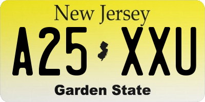NJ license plate A25XXU