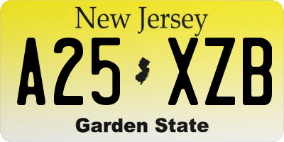 NJ license plate A25XZB
