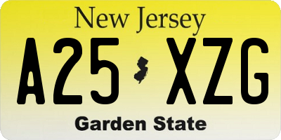 NJ license plate A25XZG