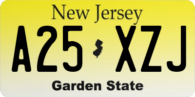 NJ license plate A25XZJ