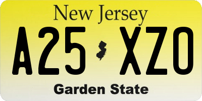 NJ license plate A25XZO