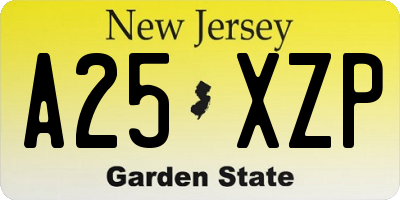 NJ license plate A25XZP
