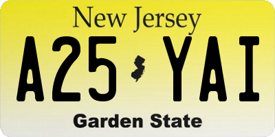 NJ license plate A25YAI