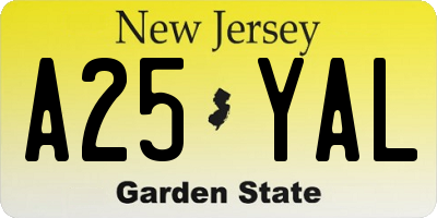 NJ license plate A25YAL