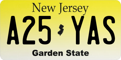 NJ license plate A25YAS