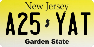 NJ license plate A25YAT