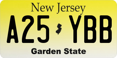 NJ license plate A25YBB