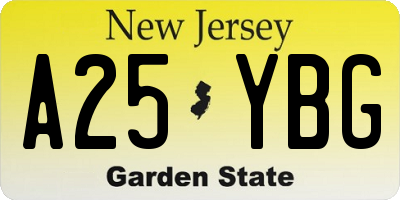 NJ license plate A25YBG