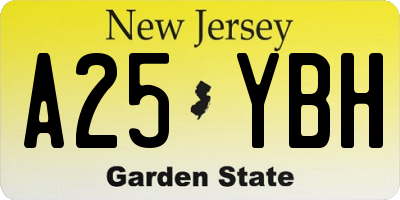 NJ license plate A25YBH