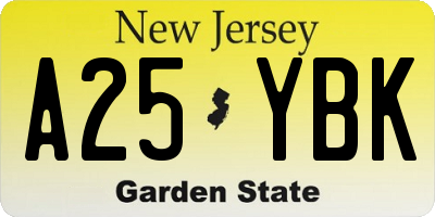 NJ license plate A25YBK