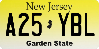 NJ license plate A25YBL