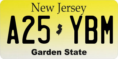 NJ license plate A25YBM