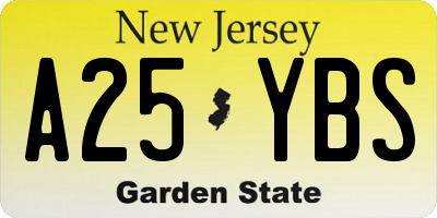 NJ license plate A25YBS
