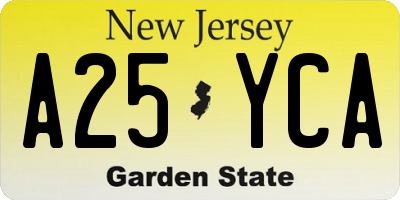 NJ license plate A25YCA