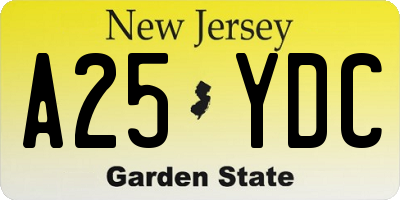 NJ license plate A25YDC