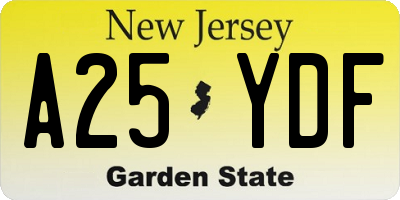 NJ license plate A25YDF