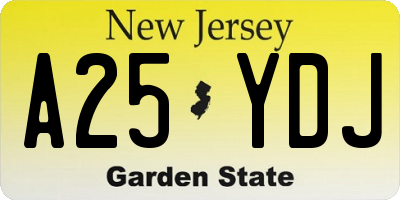 NJ license plate A25YDJ