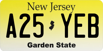 NJ license plate A25YEB