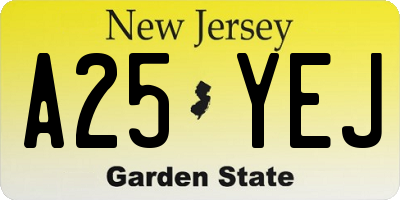 NJ license plate A25YEJ