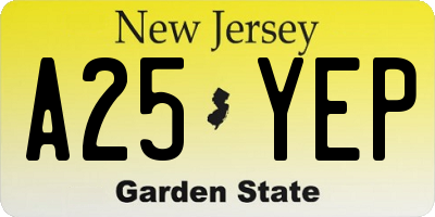 NJ license plate A25YEP