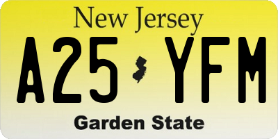NJ license plate A25YFM