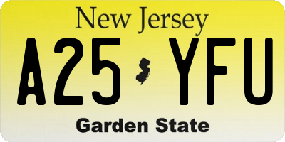 NJ license plate A25YFU