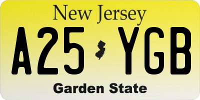 NJ license plate A25YGB