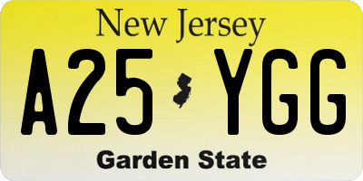 NJ license plate A25YGG