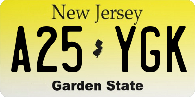 NJ license plate A25YGK