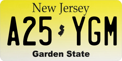 NJ license plate A25YGM