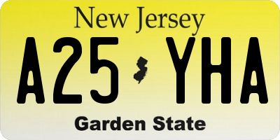 NJ license plate A25YHA