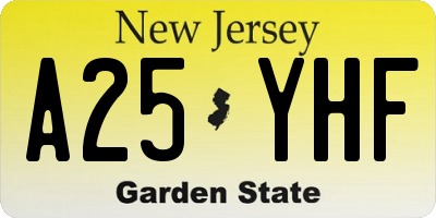 NJ license plate A25YHF