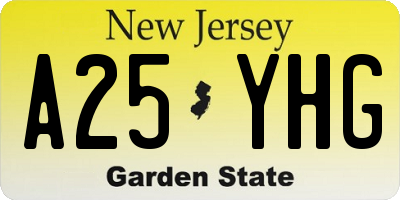 NJ license plate A25YHG