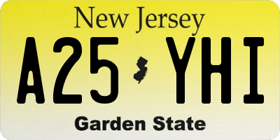 NJ license plate A25YHI