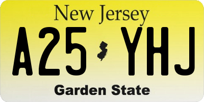 NJ license plate A25YHJ
