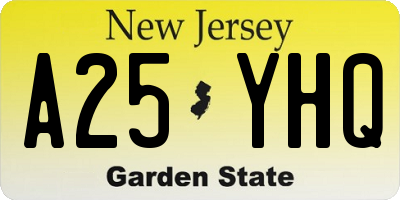 NJ license plate A25YHQ