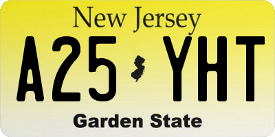NJ license plate A25YHT