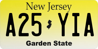 NJ license plate A25YIA