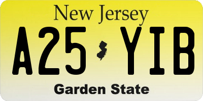 NJ license plate A25YIB