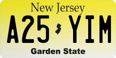 NJ license plate A25YIM
