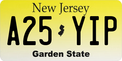 NJ license plate A25YIP