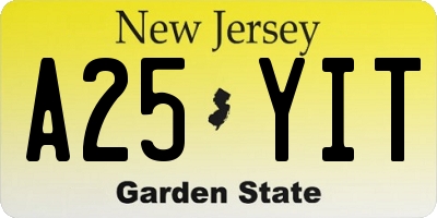 NJ license plate A25YIT