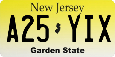 NJ license plate A25YIX