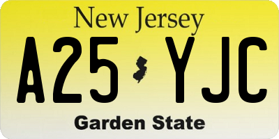 NJ license plate A25YJC