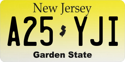 NJ license plate A25YJI