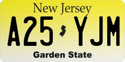 NJ license plate A25YJM