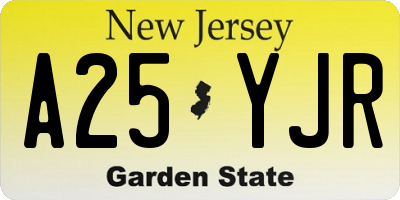 NJ license plate A25YJR