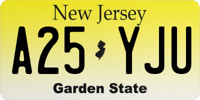 NJ license plate A25YJU